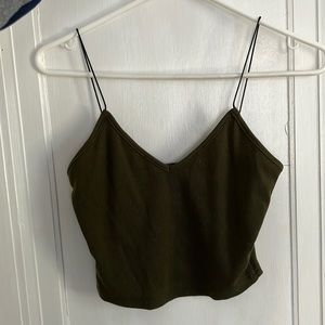 Ribbed olive green crop top